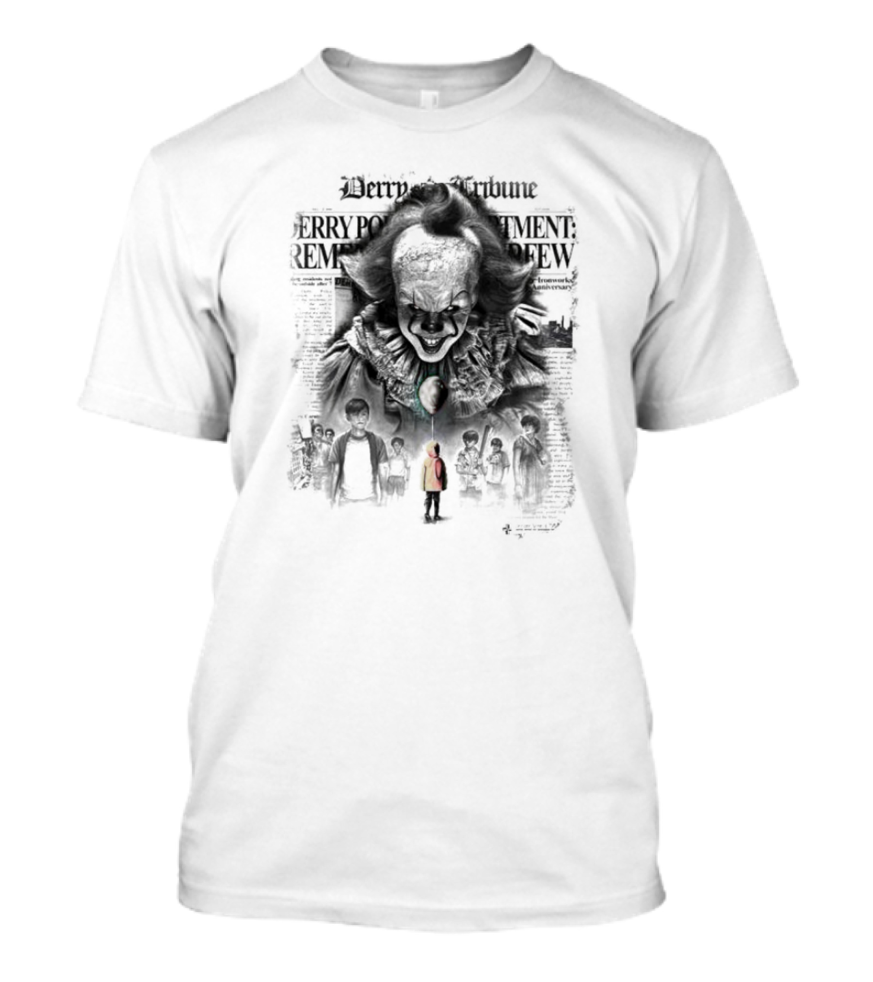 Derry Tribune Pennywise Halloween Newspaper Remnant View T-Shirt