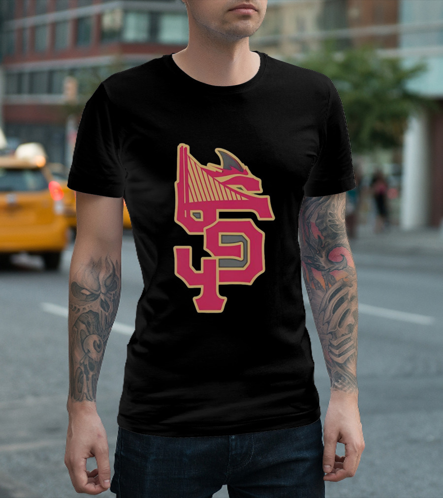 San Francisco 49ers Giants Sharks Warriors Golden Gate Bridge T-Shirt