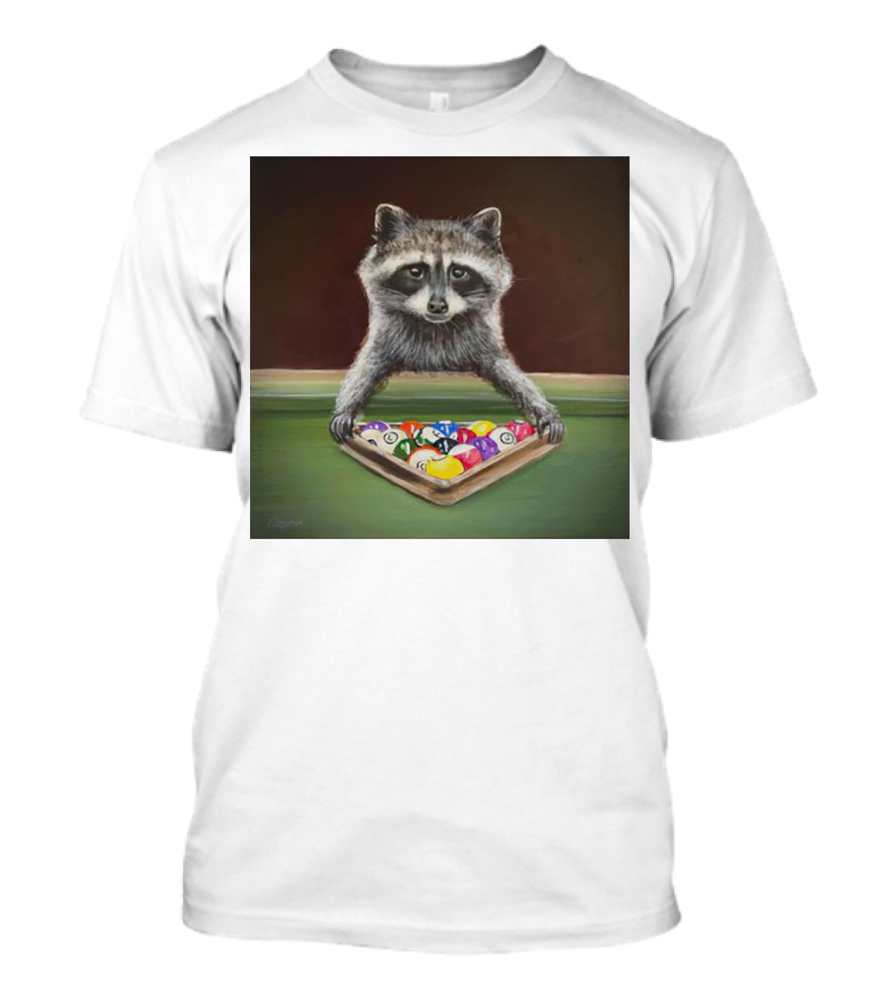 Raccoon Racking Billiard Balls Pool Table Setup T-Shirt