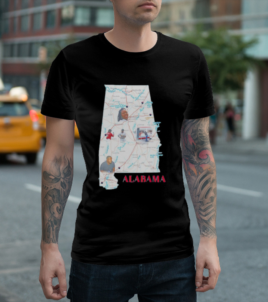 Alabama Map Riverfront Park Dock Brawl Icons T-Shirt