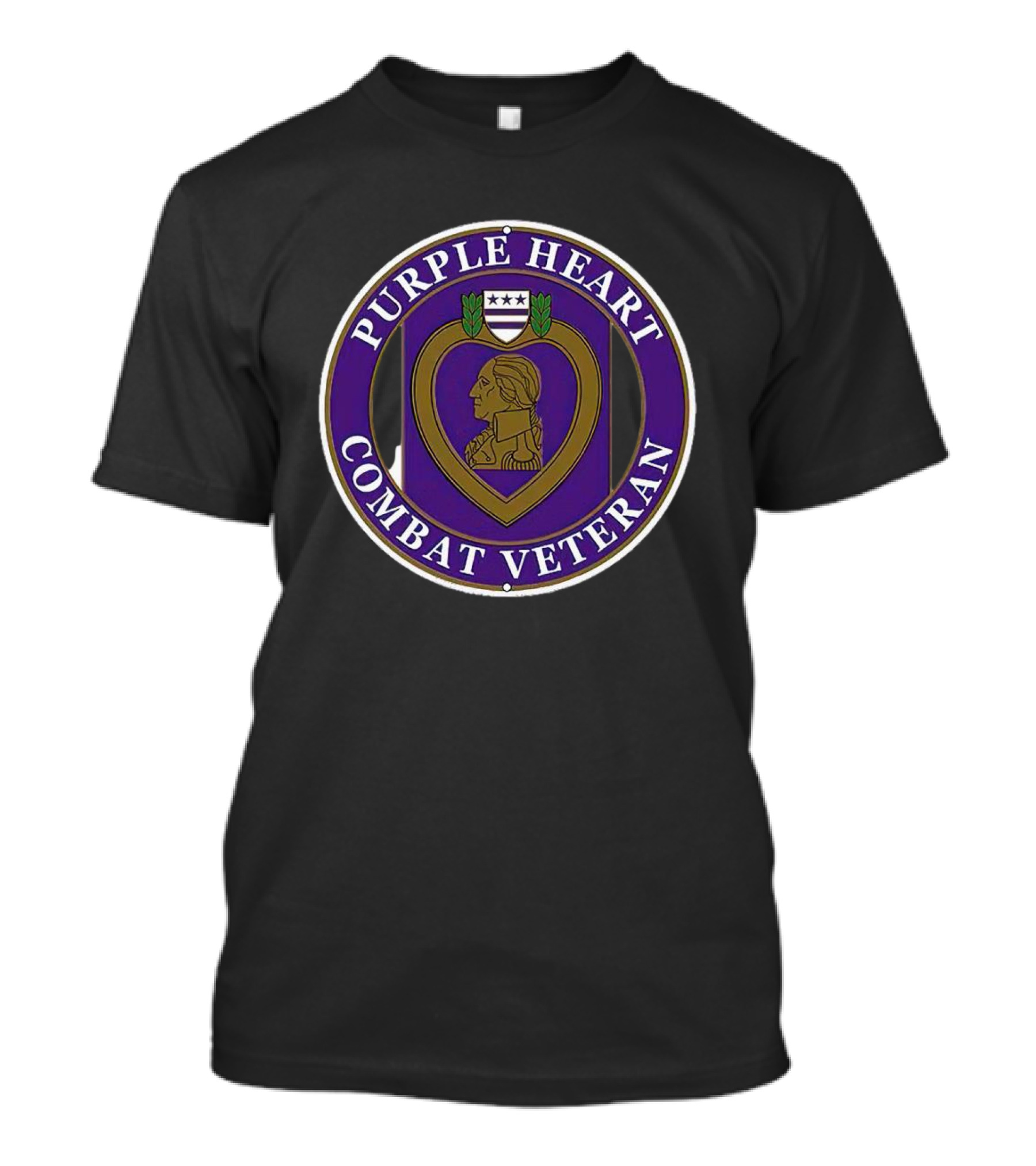 Purple Heart Combat Veteran Emblem Oval Badge T-Shirt