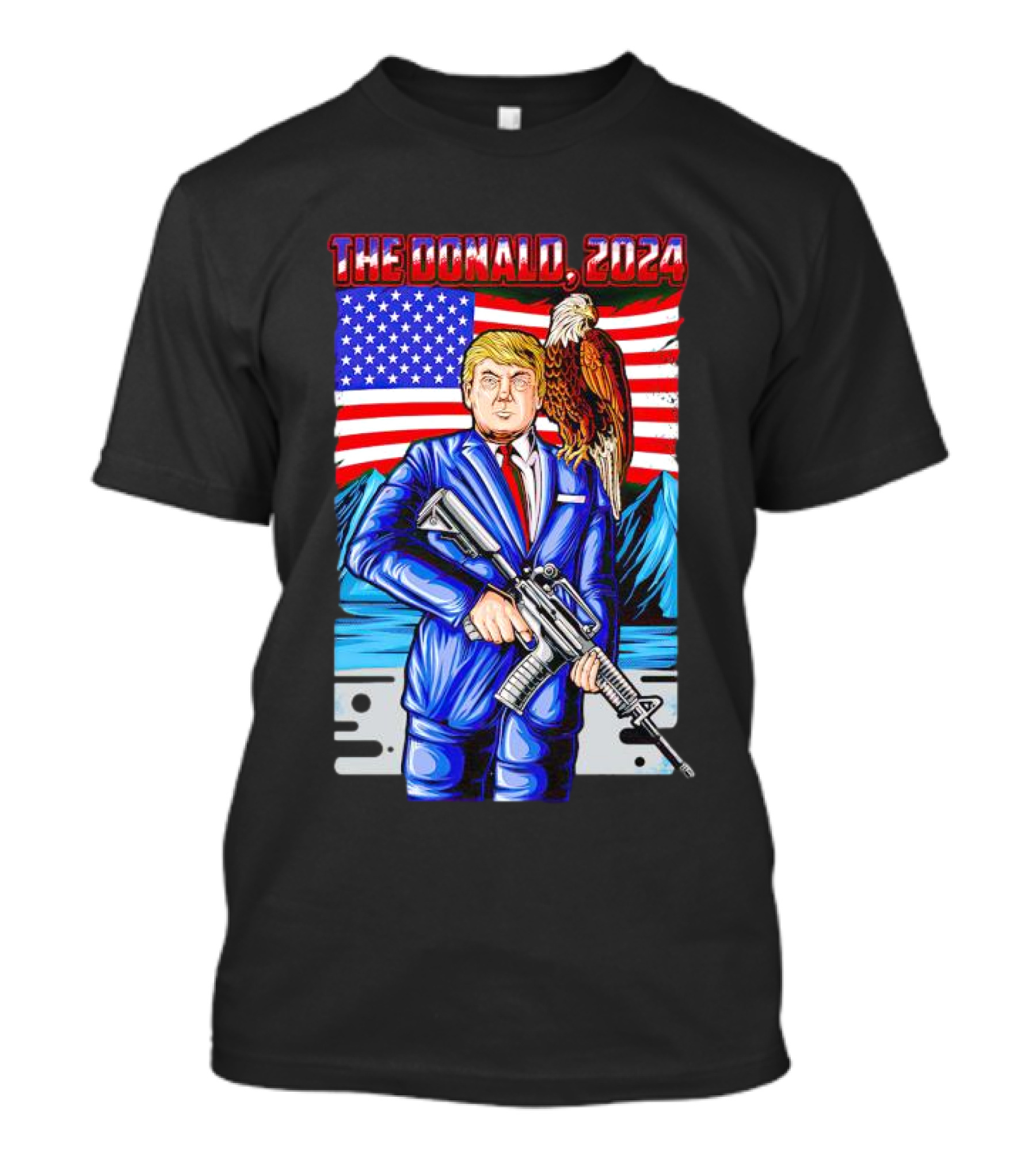 The Donald 2024 Trump AR-15 With American Flag And Eagle T-Shirt