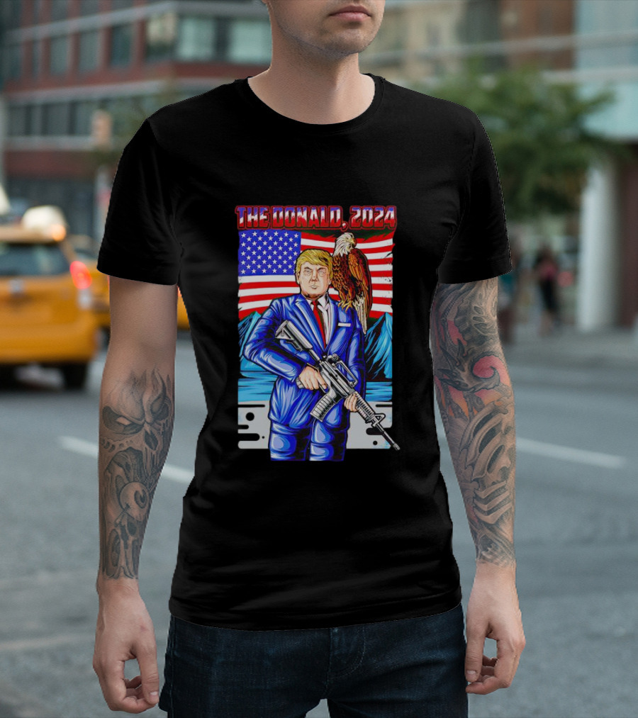 The Donald 2024 Trump AR-15 With American Flag And Eagle T-Shirt