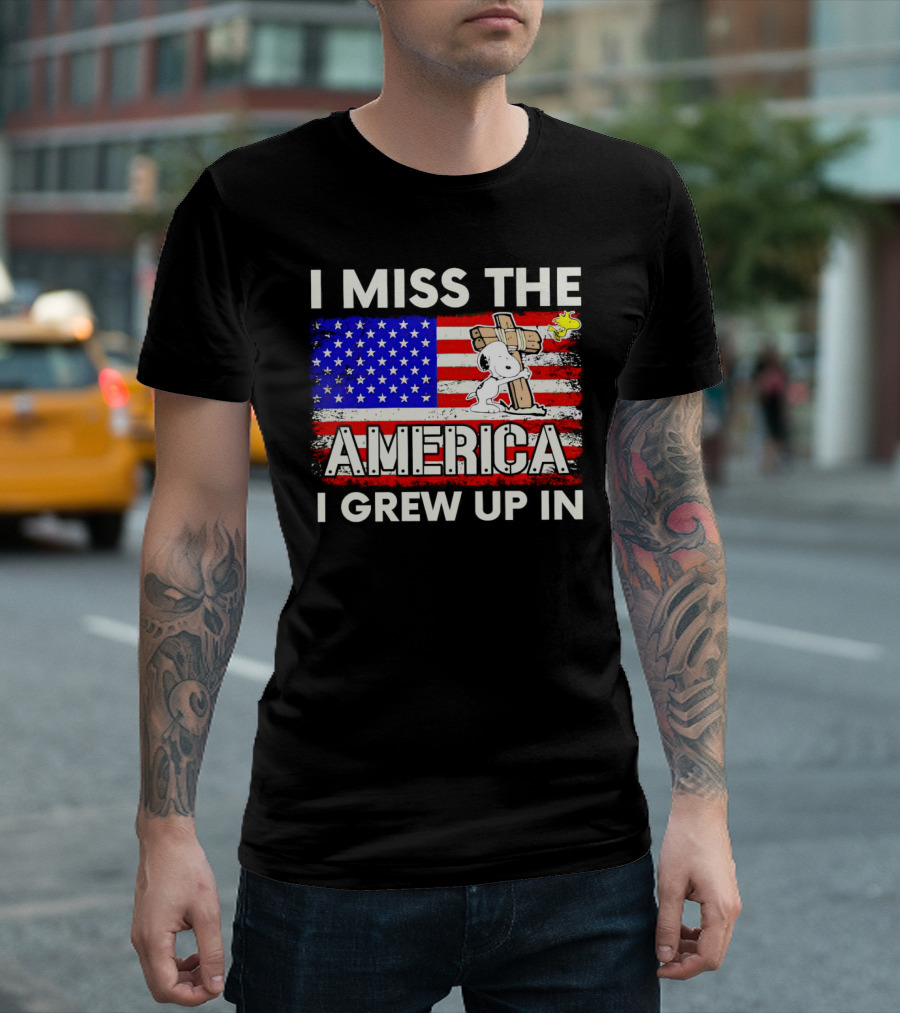 I Miss The America I Grew Up In Snoopy US Flag T-Shirt