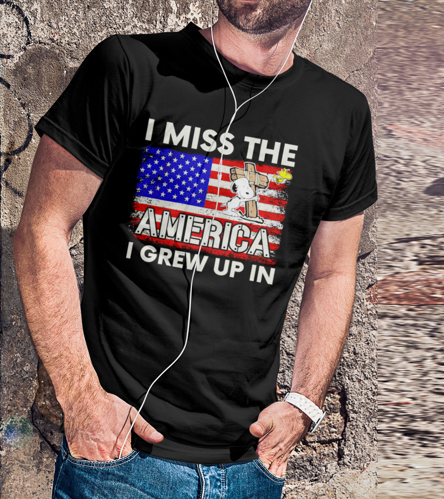 I Miss The America I Grew Up In Snoopy US Flag T-Shirt