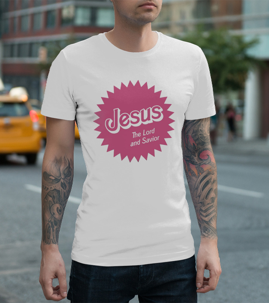 Jesus The Lord and Savior Barbie Style Pink Burst T-Shirt