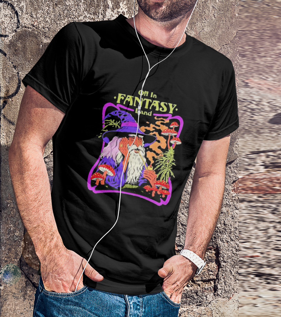 Off In Fantasy Land Wizard With Mushrooms And Pipe T-Shirt