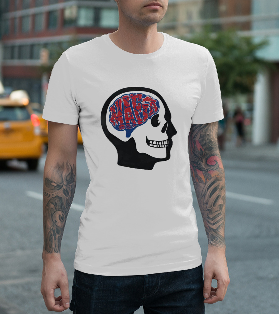 Mafia Bills Skull Brain Typography T-Shirt