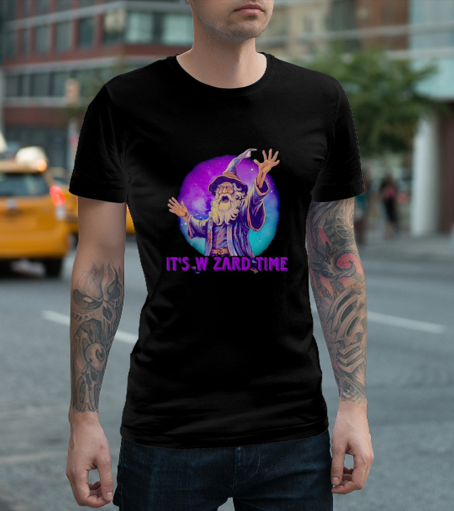 It's Wizard Time Magical Purple Space Wizard T-Shirt