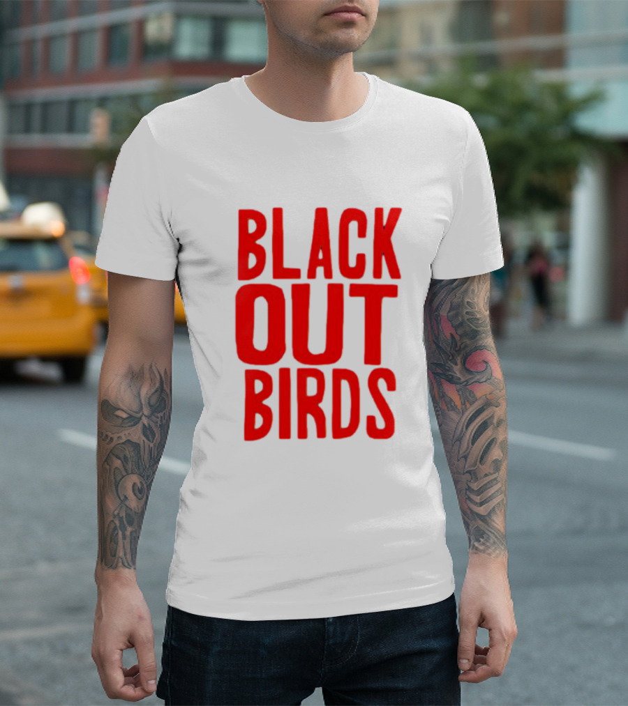 Louisville Black Out Birds Bold Red Text T-Shirt