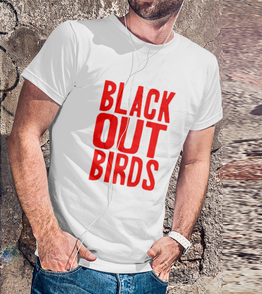 Louisville Black Out Birds Bold Red Text T-Shirt