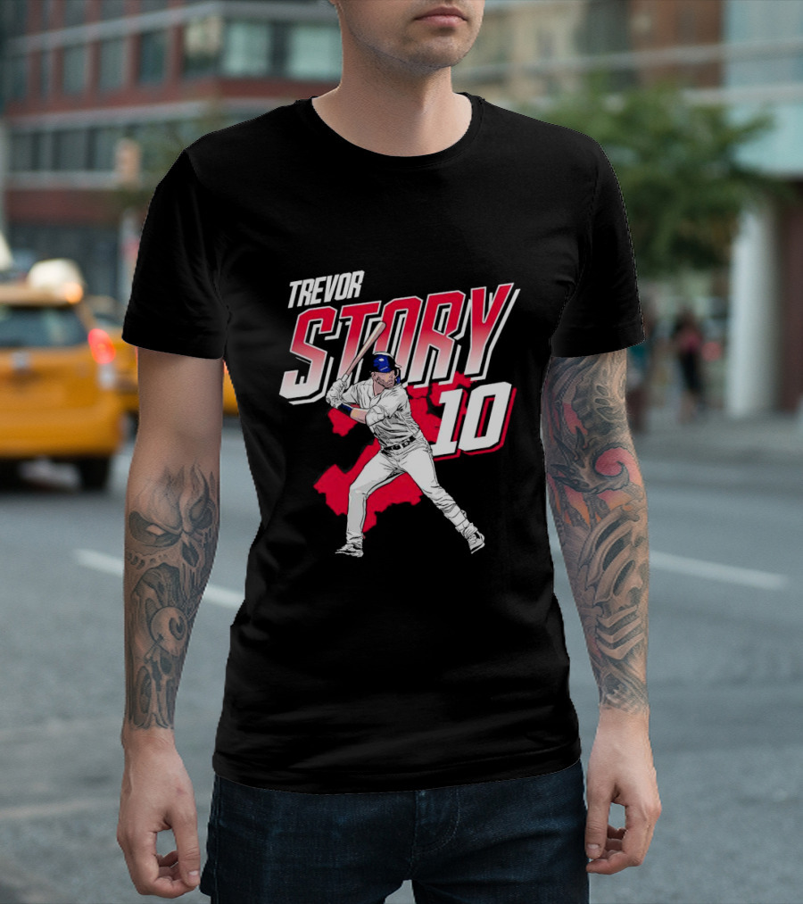 Trevor Story 10 Baseball Player City Map T-Shirt