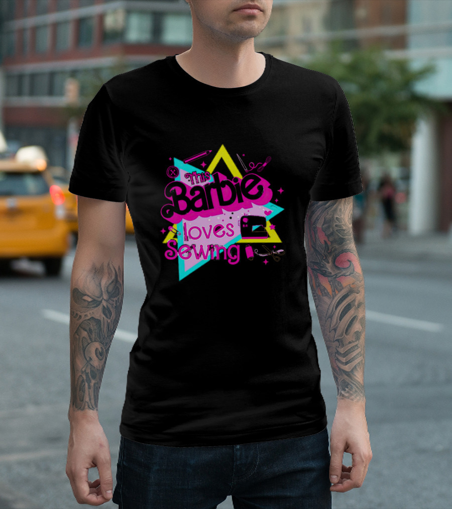This Barbie Loves Sewing with Star and Sewing Tools T-Shirt