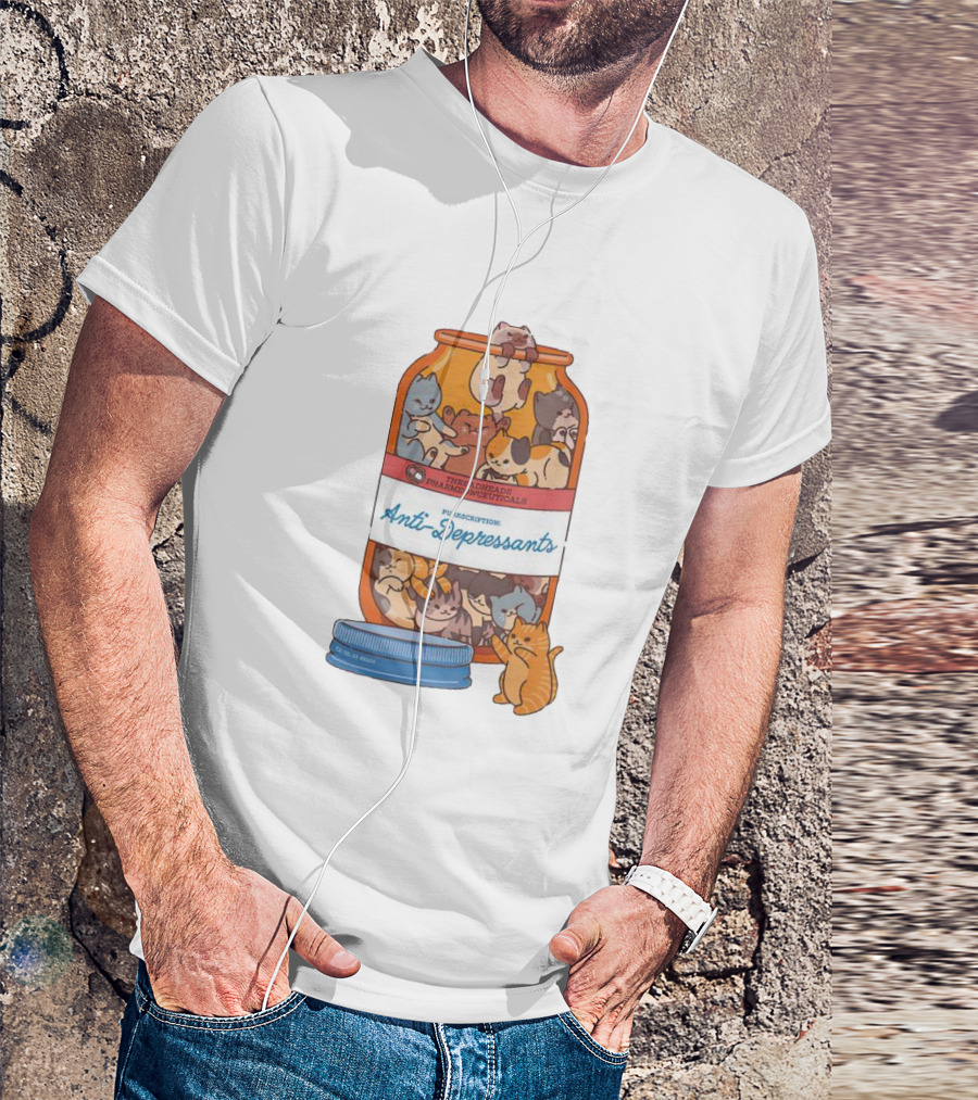 Anti-Depressants Cat Prescription Fire Bread Pharmaceuticals T-Shirt