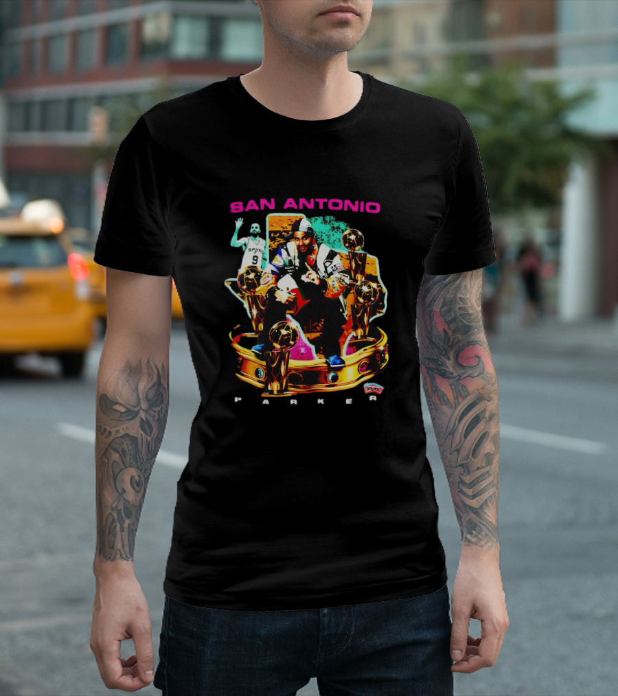 SAN ANTONIO SPURS TONY PARKER TROPHIES COLLAGE PICTURE T-Shirt