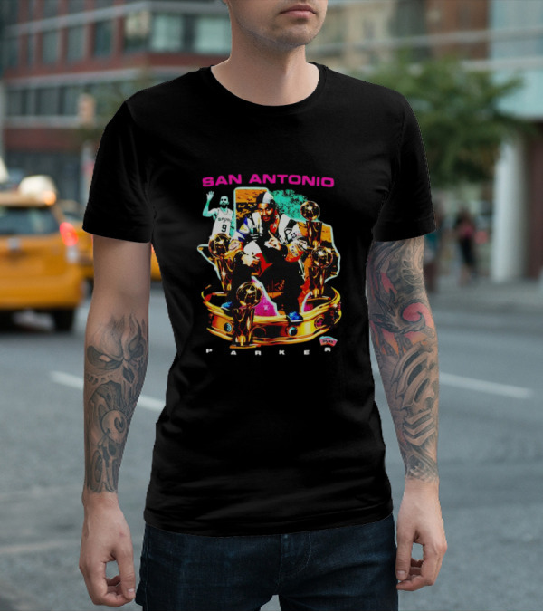 SAN ANTONIO SPURS TONY PARKER TROPHIES COLLAGE PICTURE T-Shirt