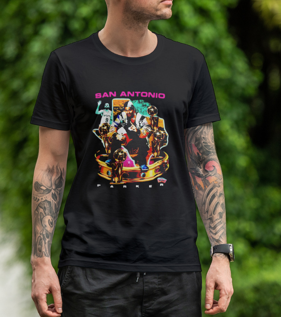 SAN ANTONIO SPURS TONY PARKER TROPHIES COLLAGE PICTURE T-Shirt
