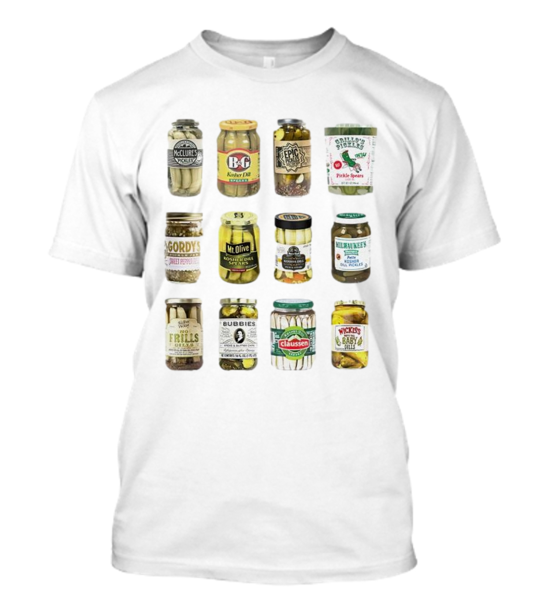 Canned McClure's B&G Epic Rick's Gordy's Mt. Olive Trader Joe's Milwaukee's Hoofer's Mother Flills Bubbies Claussen Wickles Pickles Pickle Lovers T-Shirt