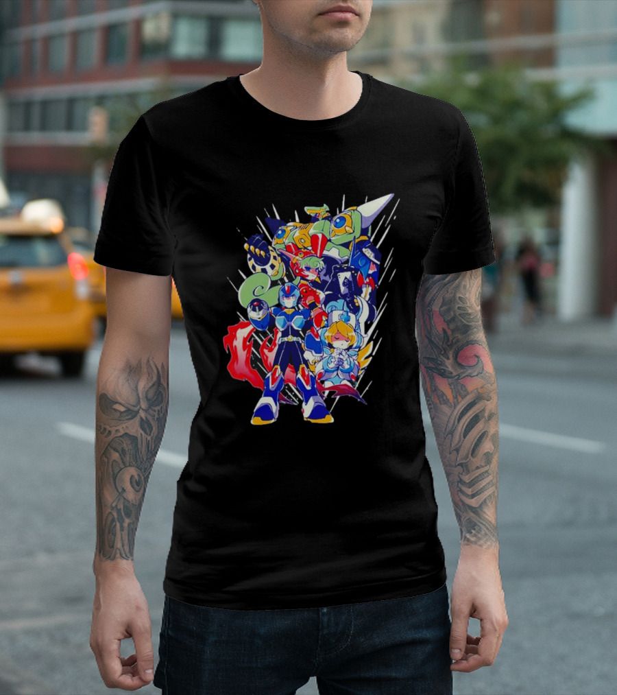 Mega Man New Armor X Characters and Robot Ensemble T-Shirt