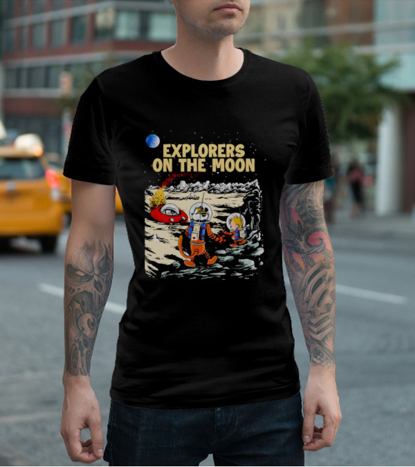 Explorers On The Moon Calvin And Hobbes Lunar Adventure T-Shirt