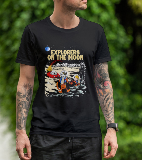 Explorers On The Moon Calvin And Hobbes Lunar Adventure T-Shirt