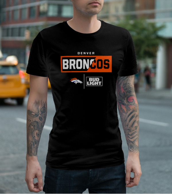 Denver Broncos Bud Light NFL Logo Collaboration T-Shirt
