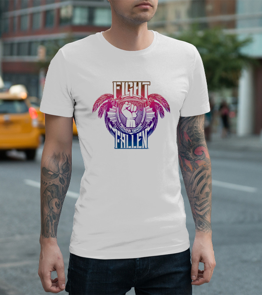 Fight For The Fallen AEW Fist Emblem with Feathers T-Shirt