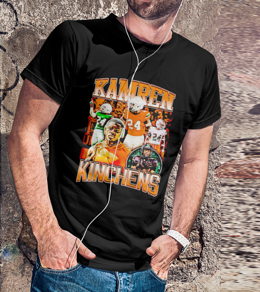 Kamren Kinchens Miami Hurricanes Vintage 24 Football Image T-Shirt
