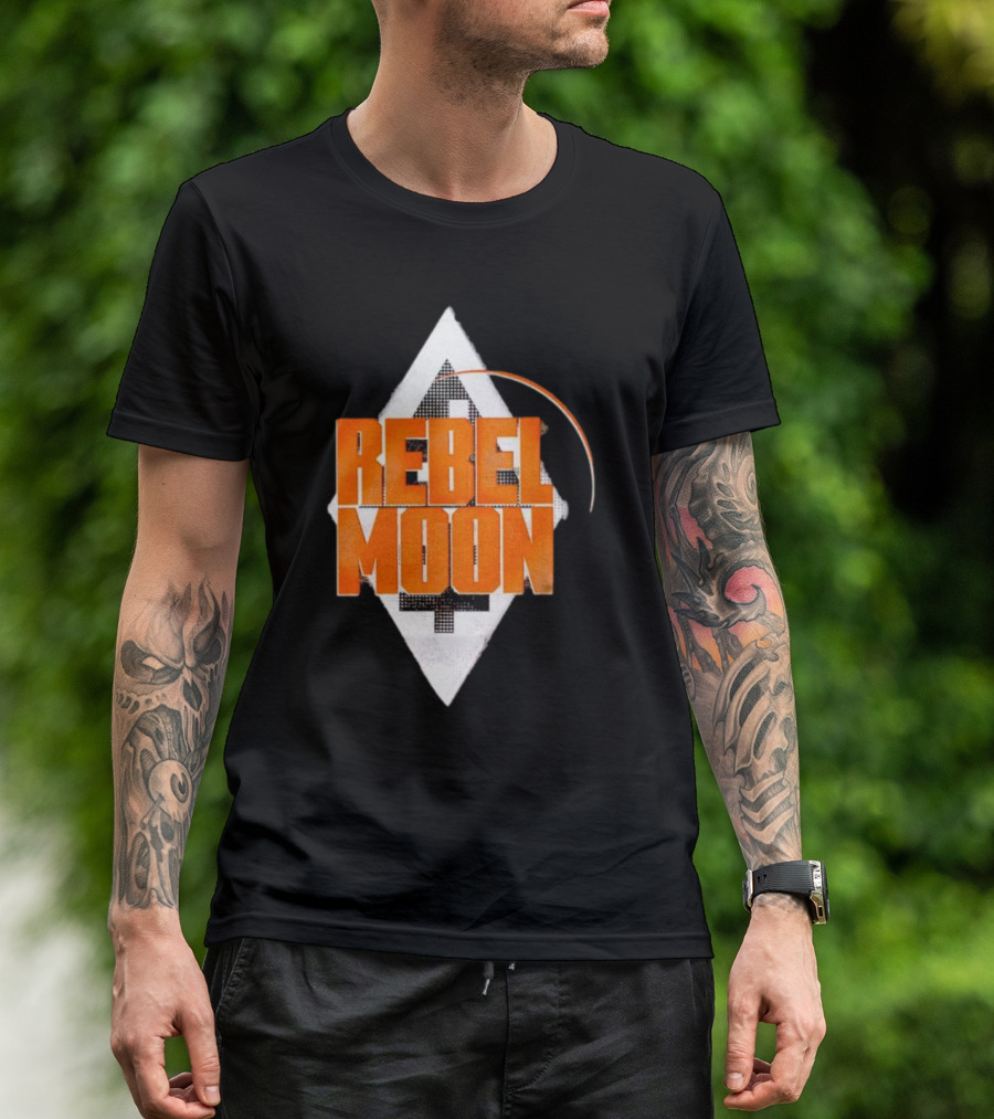 Rebel Moon Diamond Badge Icon Orange Text T-Shirt