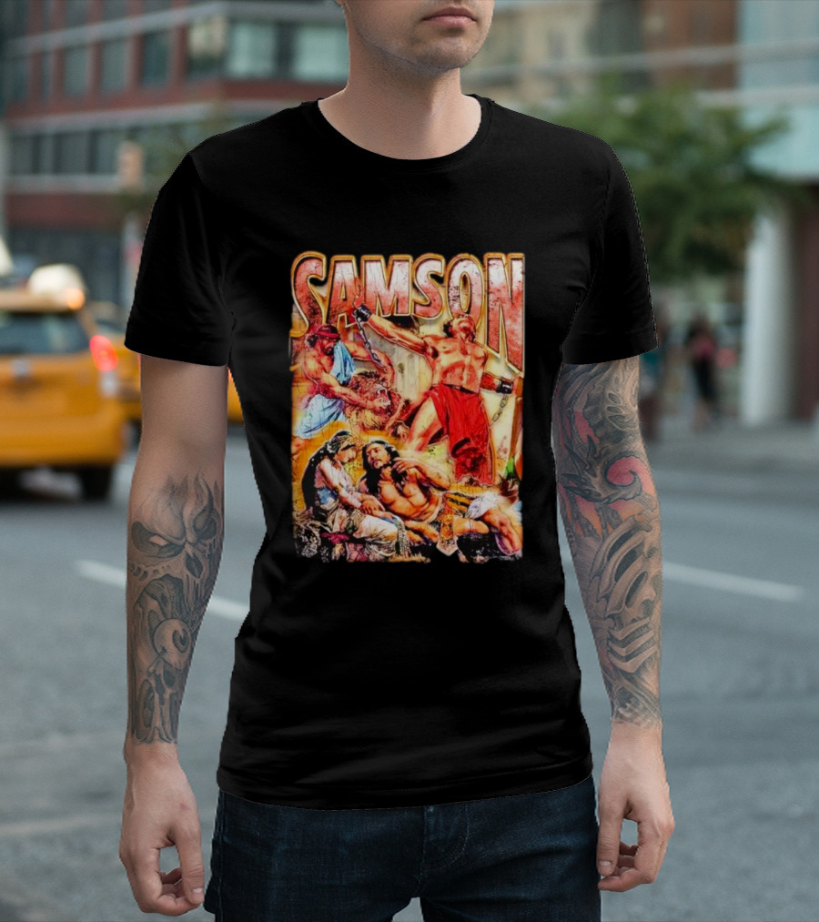 Samson Biblical Hero Epic Scene Vintage T-Shirt