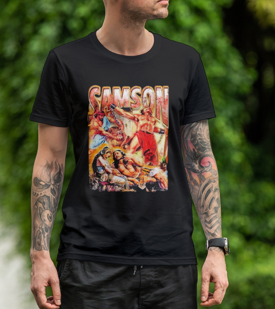 Samson Biblical Hero Epic Scene Vintage T-Shirt