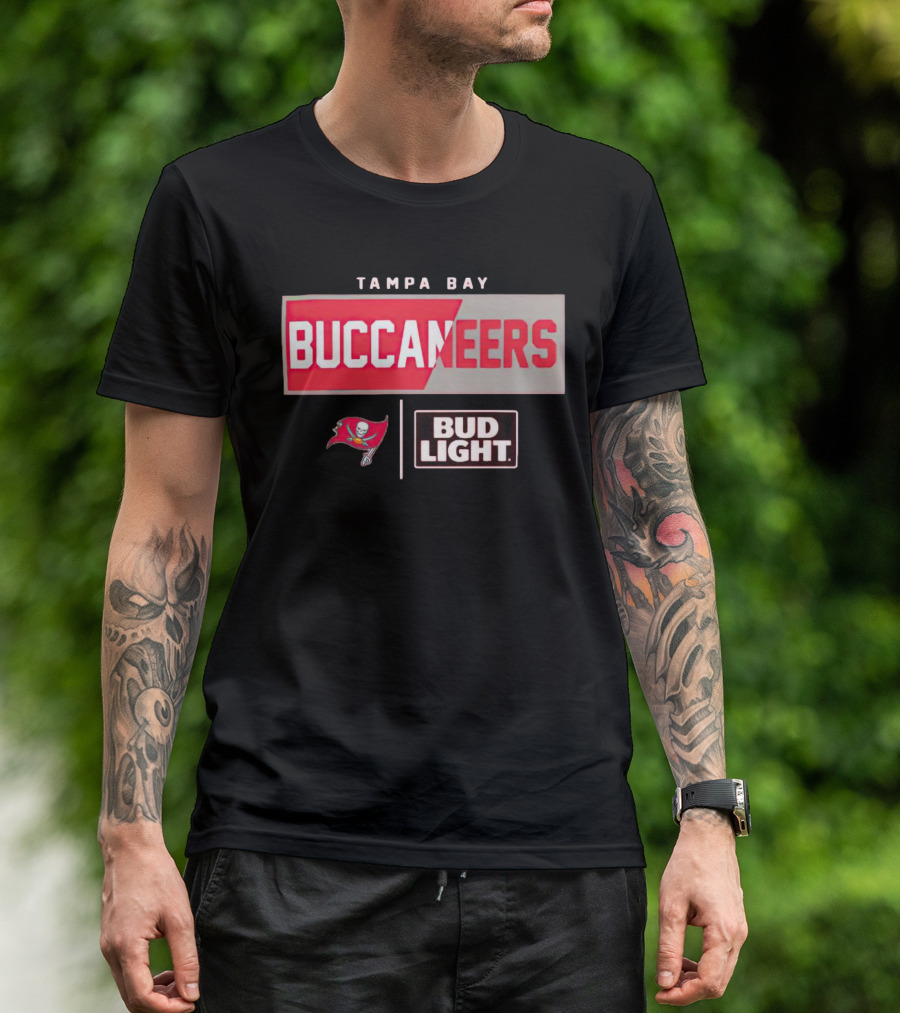Tampa Bay Buccaneers Bud Light NFL Team Logo Collaboration T-Shirt