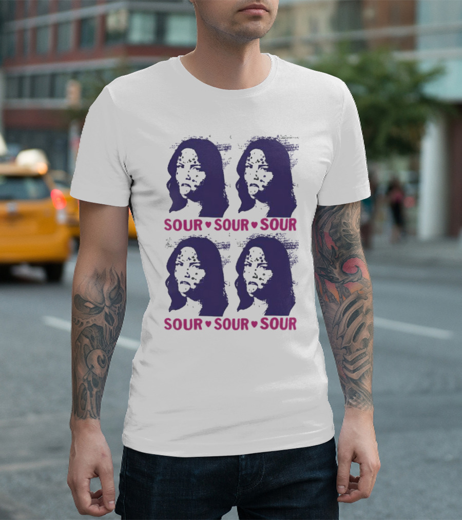 Sour Olivia Rodrigo Grid Pattern Boyfriend T-Shirt