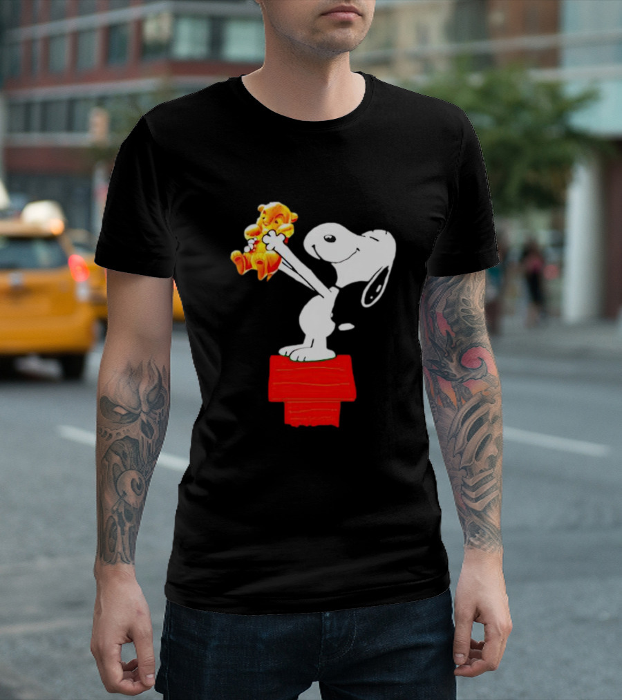 Snoopy Holding Simba From Lion King Scene T-Shirt