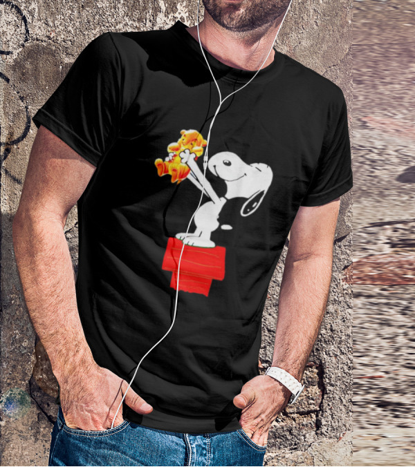 Snoopy Holding Simba From Lion King Scene T-Shirt