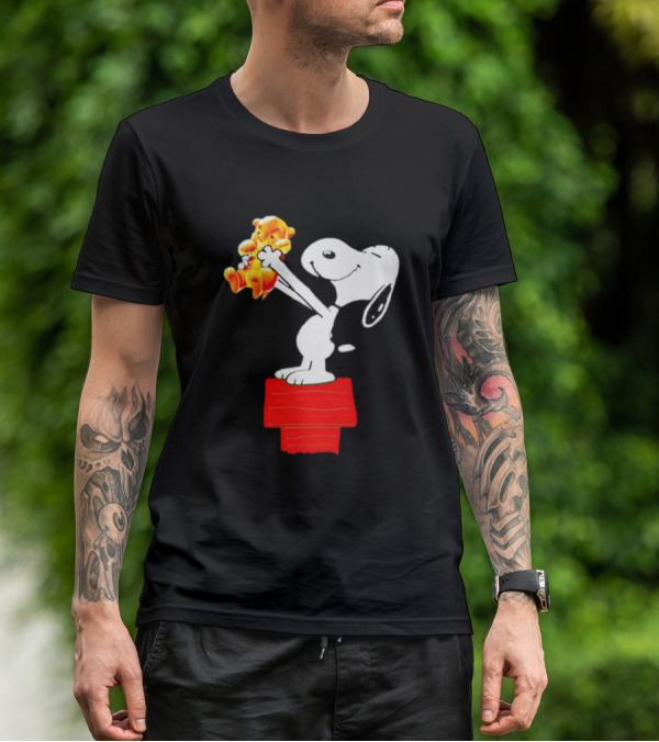 Snoopy Holding Simba From Lion King Scene T-Shirt