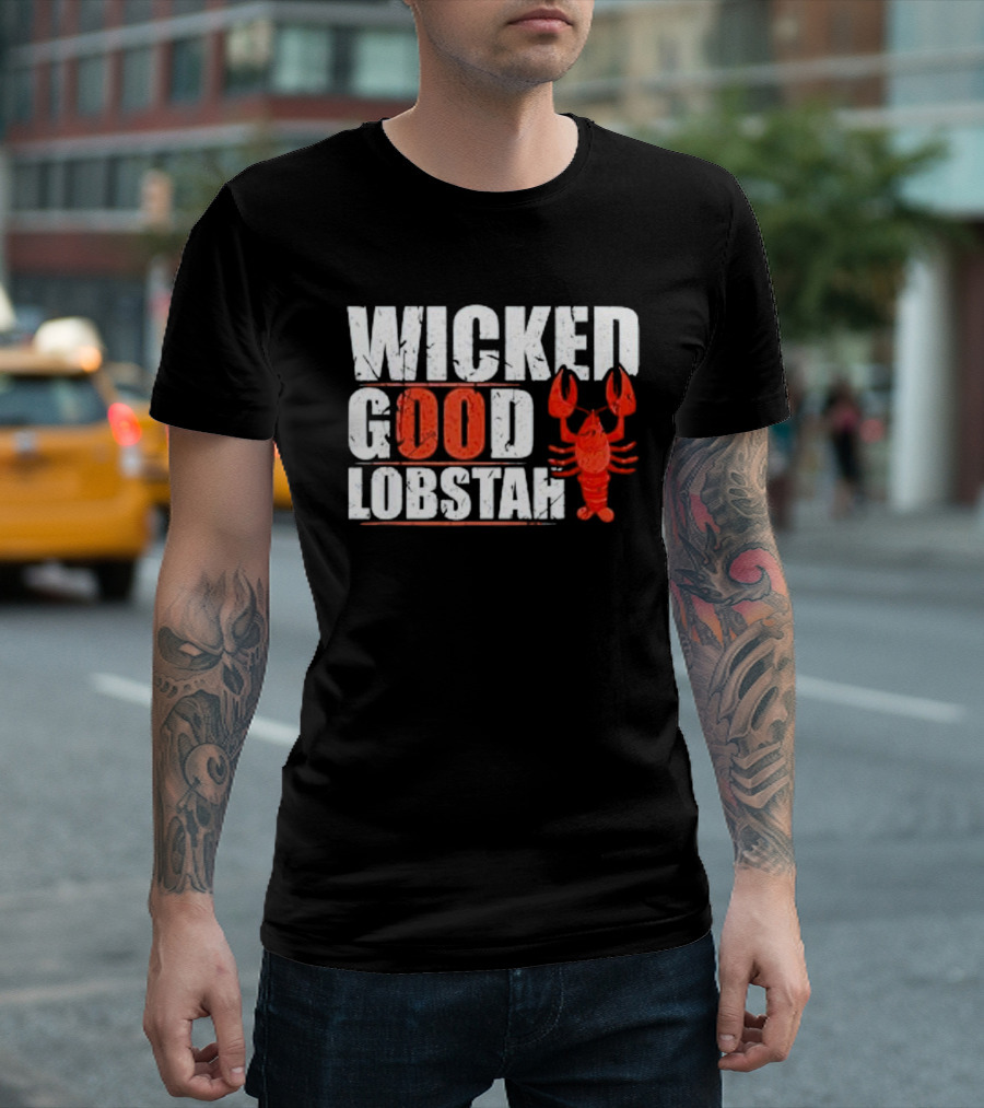 Wicked Good Lobstah Lobster Maine New England Phrase T-Shirt