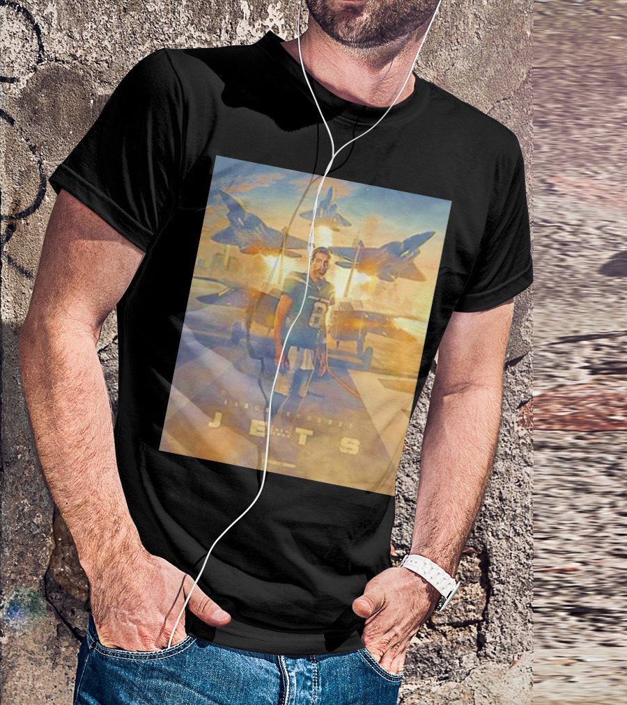 Aaron Rodgers Jets Era With Fighter Planes In New York Skyline T-Shirt
