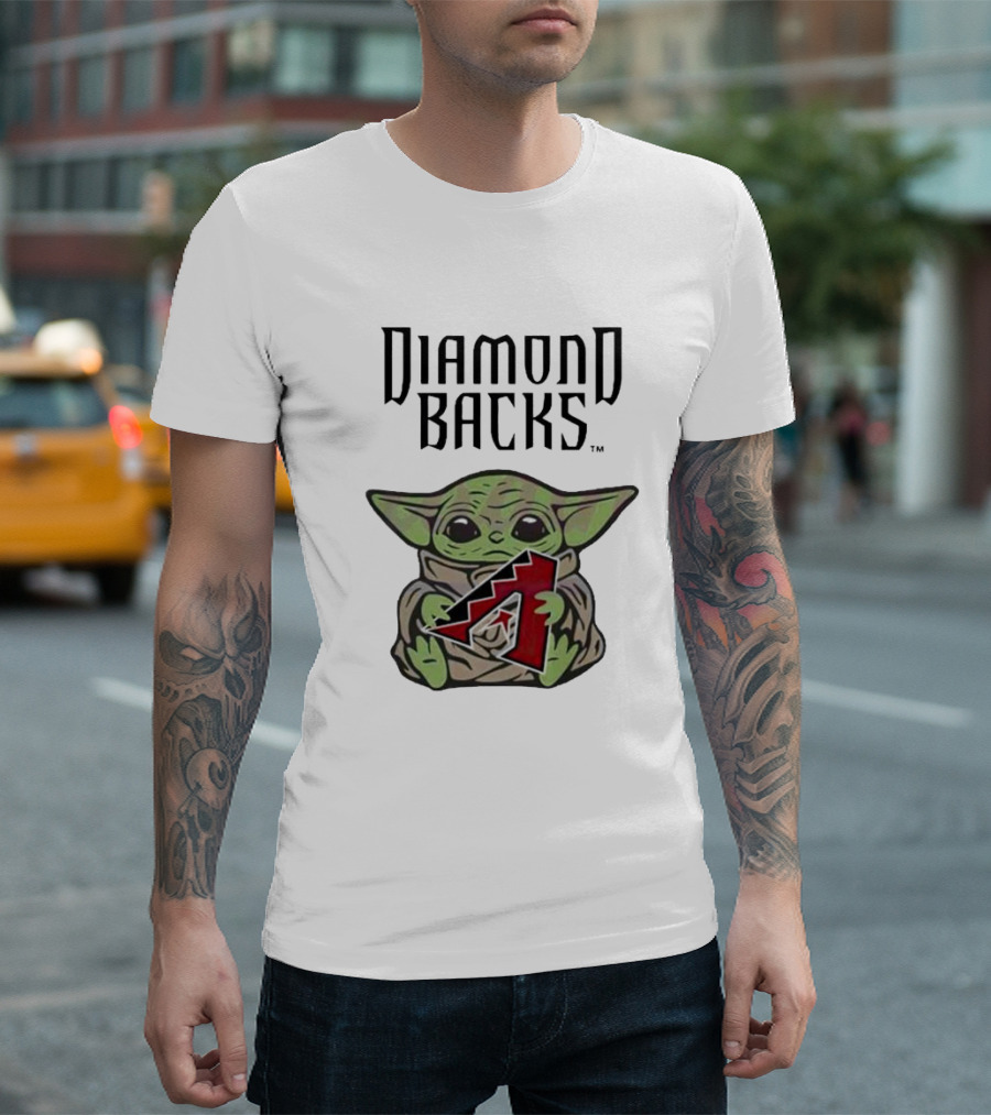 Diamondbacks Baby Yoda Hugging T-Shirt
