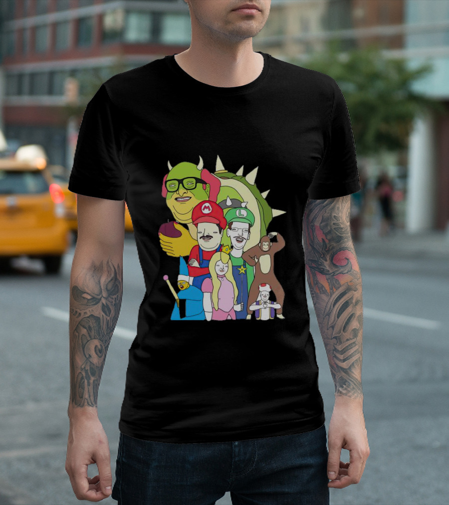 Mario Jump Brother Luigi Bowser Princess Peach Toad and Friends T-Shirt