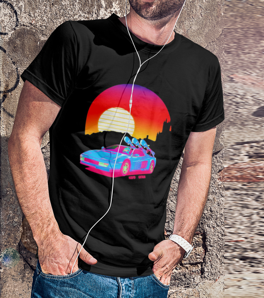 NAFO Crimea Sunset Neon Retro Car At Vibrant Skyline T-Shirt