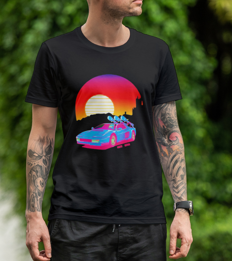 NAFO Crimea Sunset Neon Retro Car At Vibrant Skyline T-Shirt