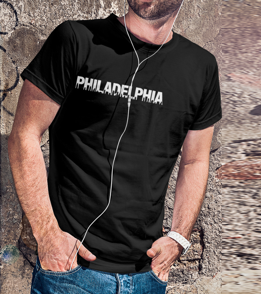 PHILADELPHIA Cityscape In Text T-Shirt