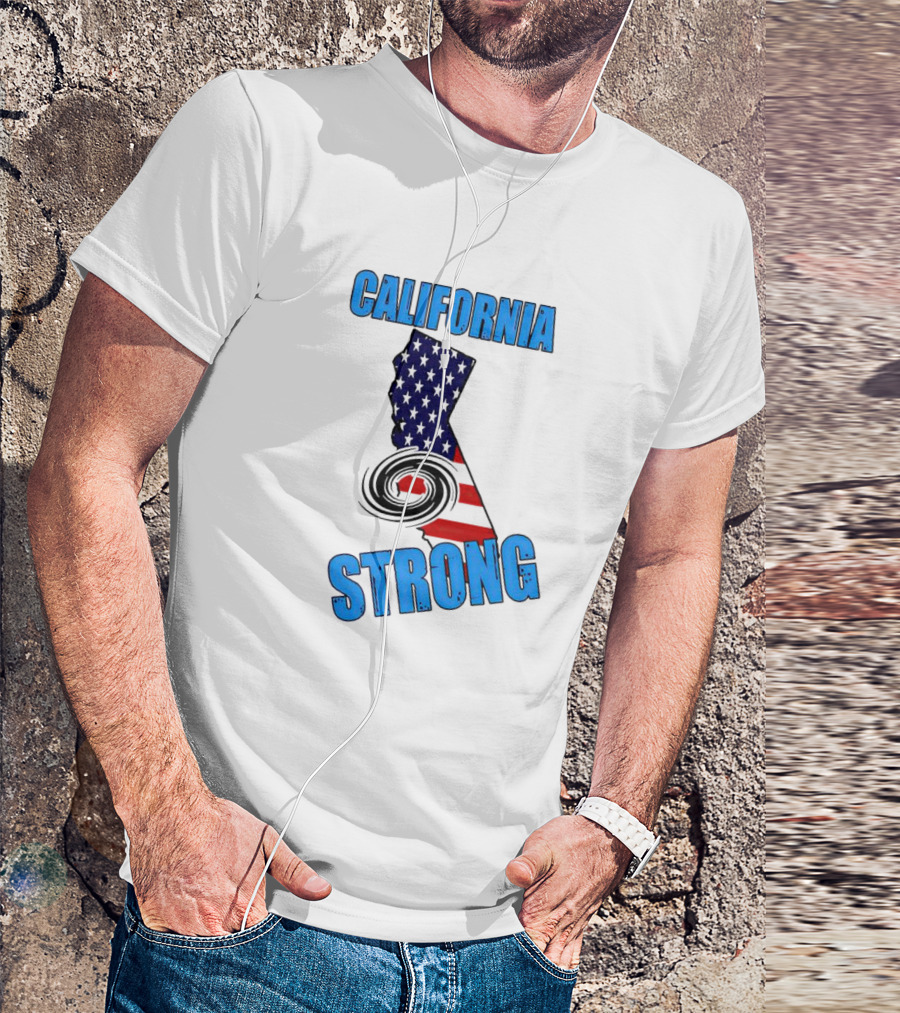California Strong Hurricane Hilary California Map American Flag T-Shirt