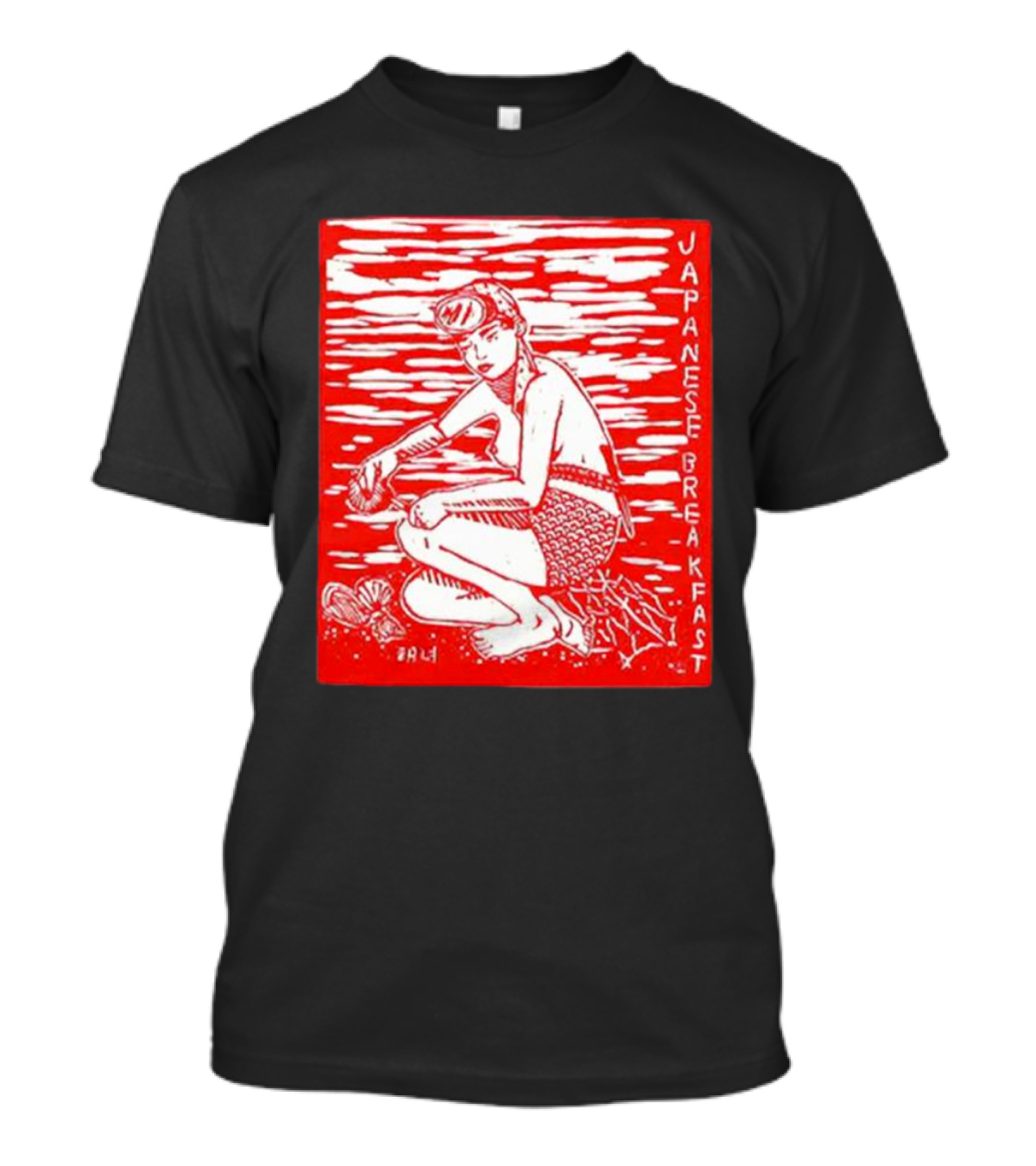 Japanese Breakfast Diver Cream Motif In Red And White T-Shirt