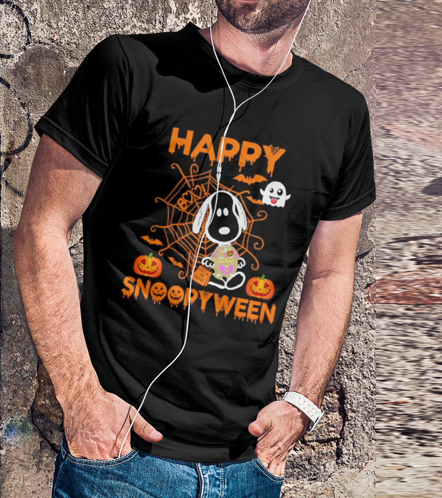 Happy Snoopyween Trick Or Treat Spooky Ghosts Pumpkins And Spider Webs T-Shirt