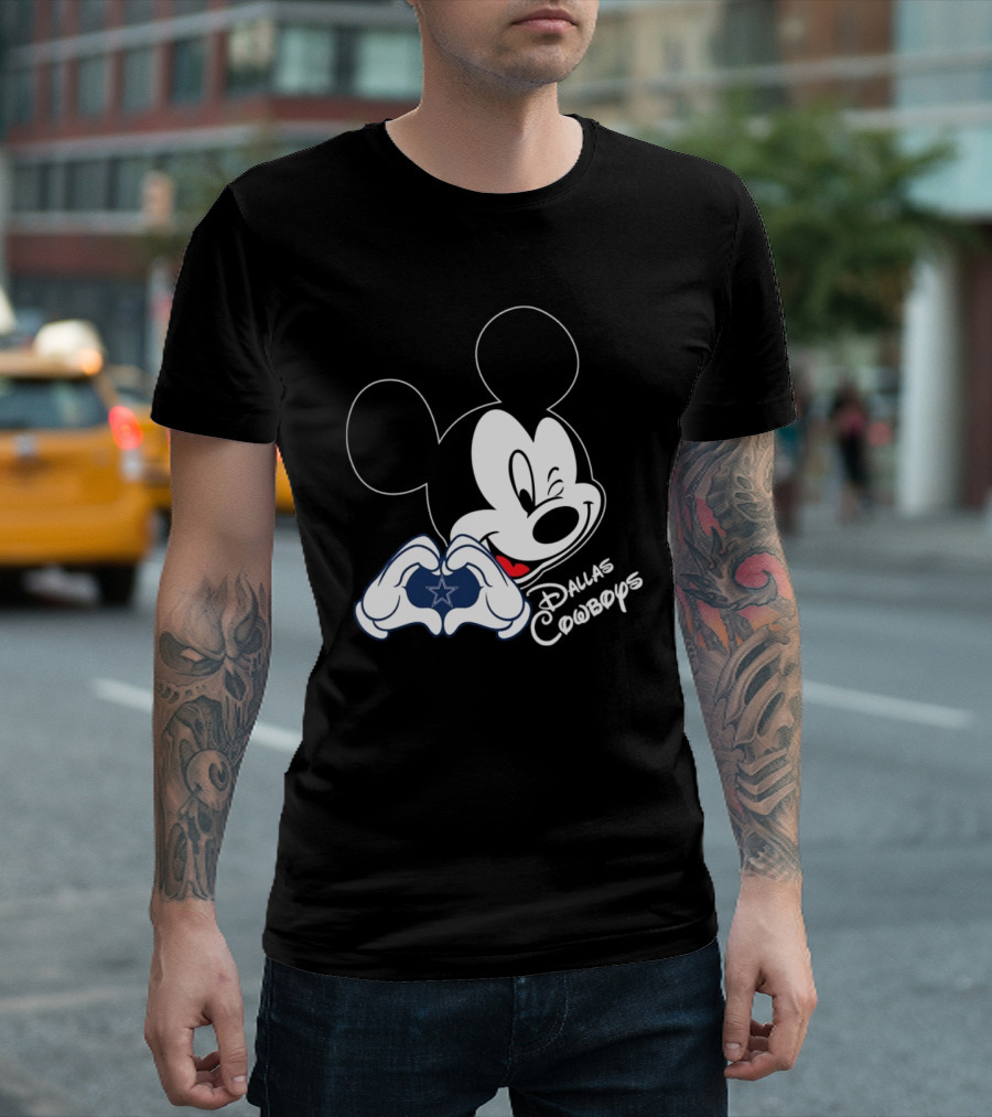 Dallas Cowboys Mickey Mouse Heart Star Fandom T-Shirt