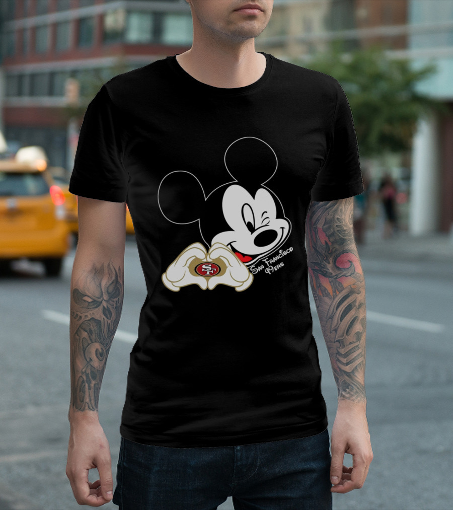 Mickey Mouse Heart Hands with San Francisco 49ers T-Shirt