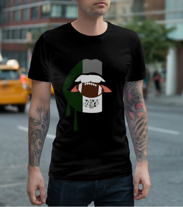 Jets Lips Football Drip New York T-Shirt