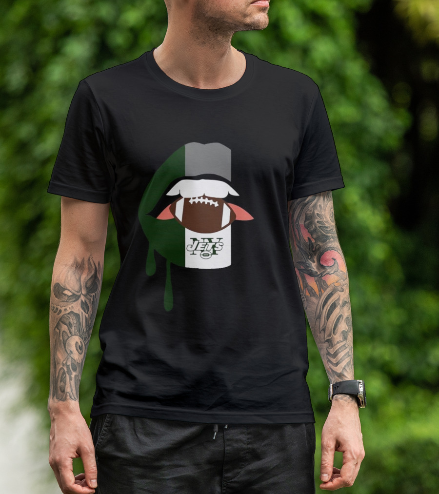 Jets Lips Football Drip New York T-Shirt